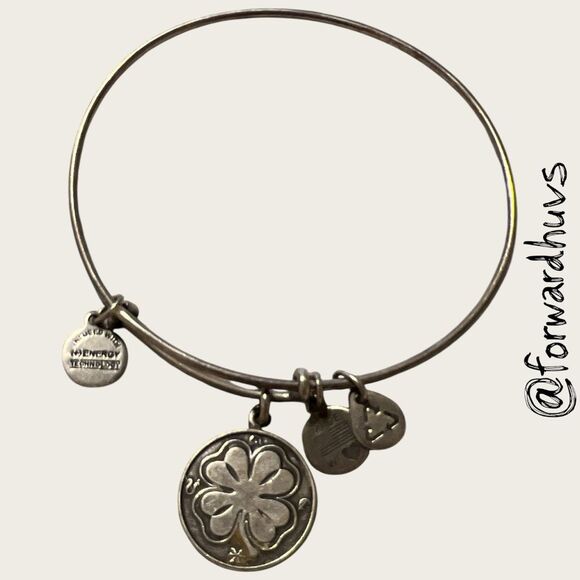 Bundle Sale 3 for $15 | ALEX AND ANI Four Leaf Clover Charm Bangle - Picture 3 of 8
